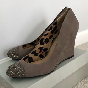 Embellished Suede Wedges